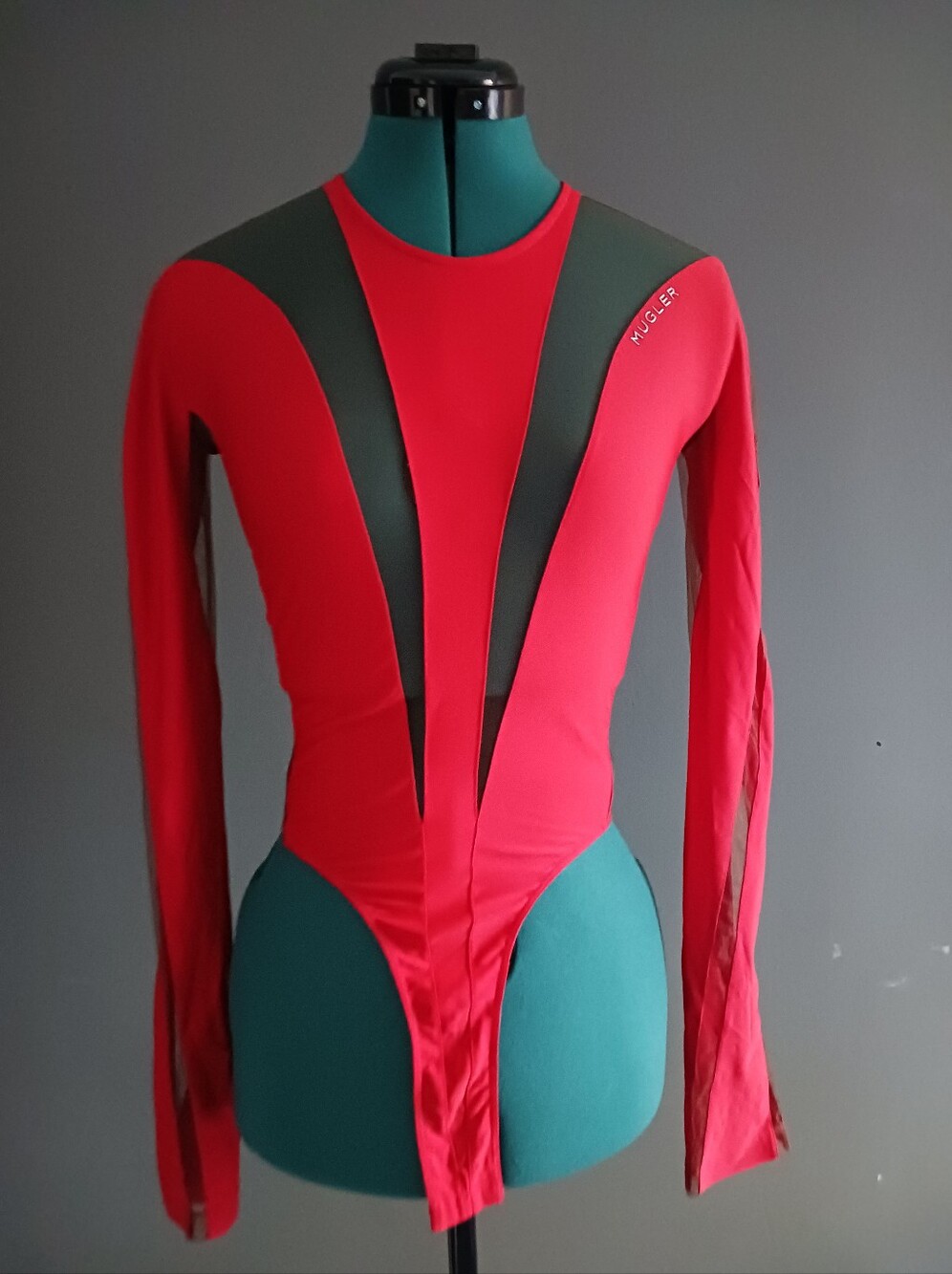 Mugler Red / Beige One-Piece Bodysuit Size 36
